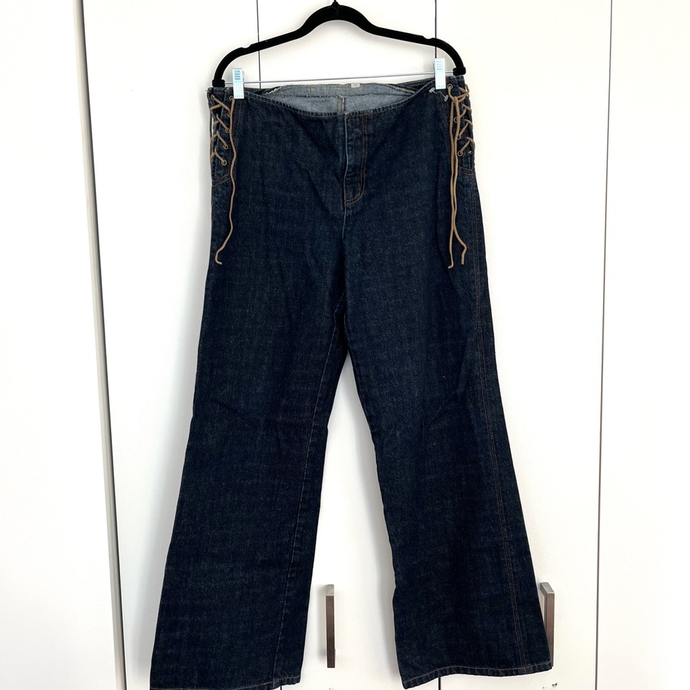 Vintage DKNY Flare Jeans with Lace Up Sides